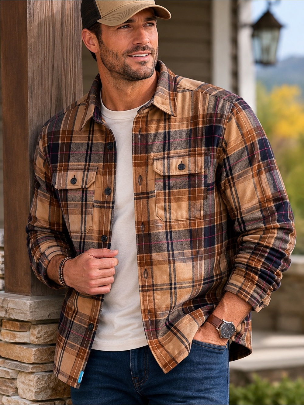 Banana Republic Men’s L Brown Plaid Shirt Jacket Shacket NWT Quilted